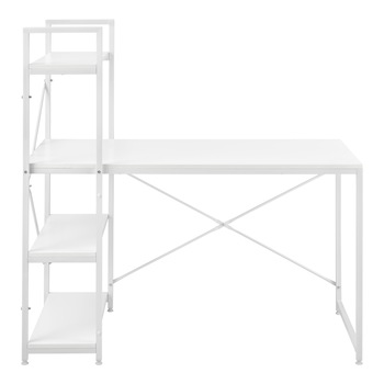 Birou cu rafturi Stavanger, en.casa,122 x 120 x 64 cm, metal/PAL, alb Birou cu rafturi Stavanger, en.casa,122 x 120 x 64 cm, metal/PAL, alb