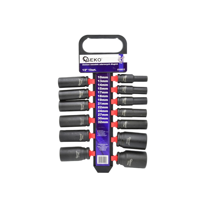 Set chei de impact lungi 1/2" 13 bucati, GEKO G10512