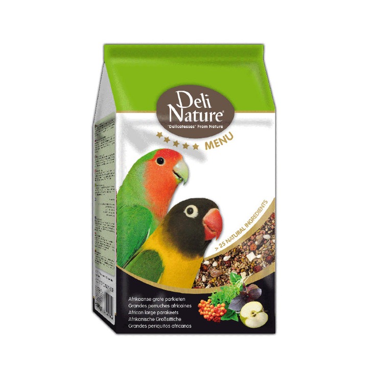 Hrană pentru Papagali Super Premium Africani de talie mică și medie 5 stele meniu Deli Nature 5 * African Large Parakeet Deli Nature 2.5kg.