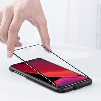 Set 2 x Folie, iPhone 11 Pro Max, iPhone XS Max, Sticla Securizata, Full-screen, Baseus, Anti Blue Light / Raze UV, Negru Set 2 x Folie, iPhone 11 Pro Max, iPhone XS Max, Sticla Securizata, Full-screen, Baseus, Anti Blue Light / Raze UV, Negru