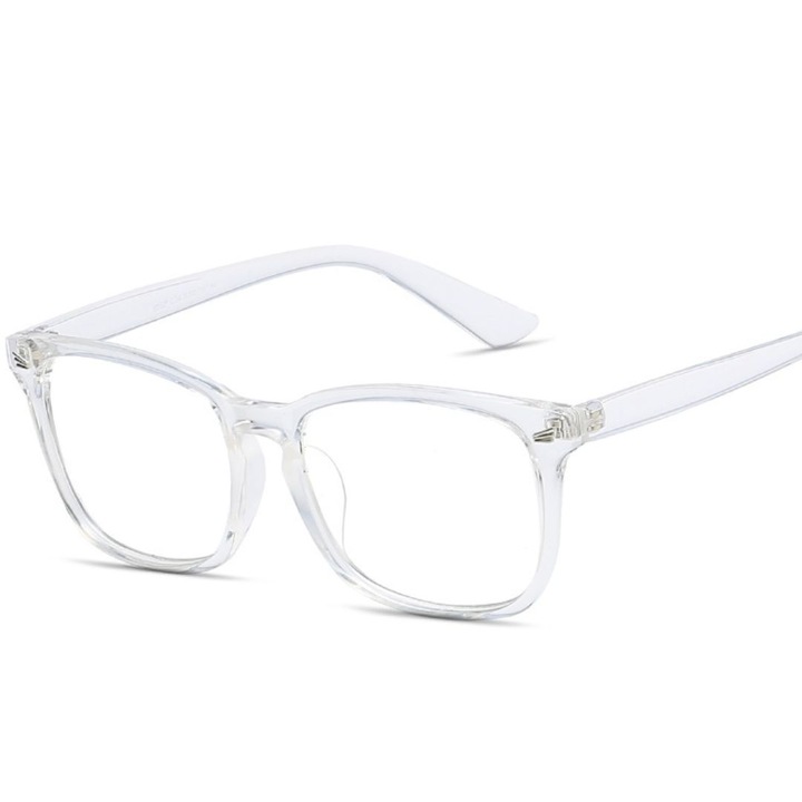 Ochelari Protectie Calculator, uVision Retro Large White, anti Lumina Albastra, Protectie ecran Telefon, Calculator, Toc inclus, marime universala, Transparent, Unisex