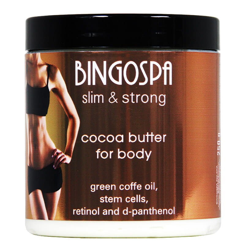 Unt de cacao pentru corp BingoSpa, Slim&Strong, Retinol si D-pantenol, 250g