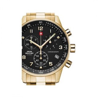 Swiss Military Orologio Uomo SM34012.12, Cassa In Acciaio 41mm, Quadrante Nero, Movimento Al Quarzo, Impermeabile 50m