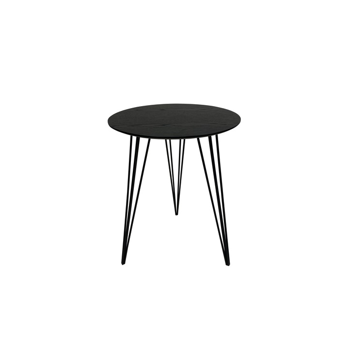 Masuta de cafea rotunda pentru Living sau Birou, diametrul 40 cm, inaltime 50 cm, neagra
