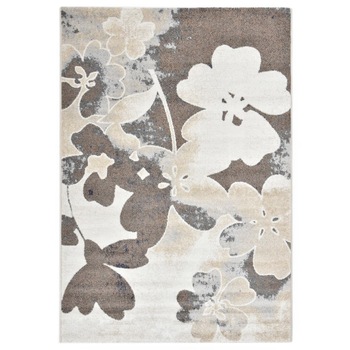 Covor model flori, vidaXL, Polipropilena, 140 x 200 cm, Gri Covor model flori, vidaXL, Polipropilena, 140 x 200 cm, Gri