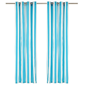 Perdele cu inele metalice, 2 buc., albastru, 140x225 cm, textil Perdele cu inele metalice, 2 buc., albastru, 140x225 cm, textil