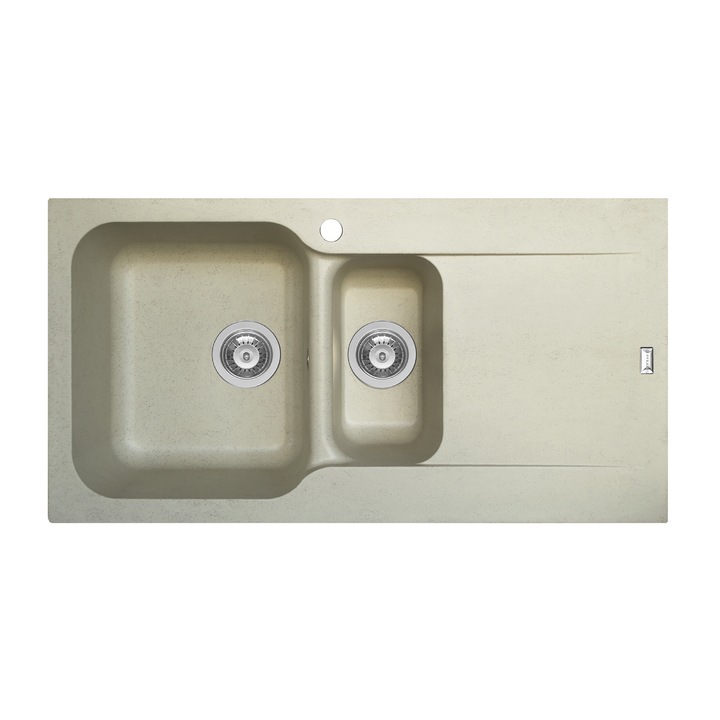 Chiuveta Pyramis Level DUROTHEK, 960x500mm, adancime 210mm, cuve stanga, montare pe blat, soft compozit bej