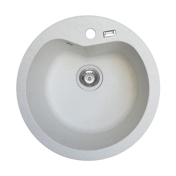 Chiuveta Pyramis Round DUROTHEK, Ø 510mm, adancime 200mm, montare pe blat, soft compozit alb Chiuveta Pyramis Round DUROTHEK, Ø 510mm, adancime 200mm, montare pe blat, soft compozit alb