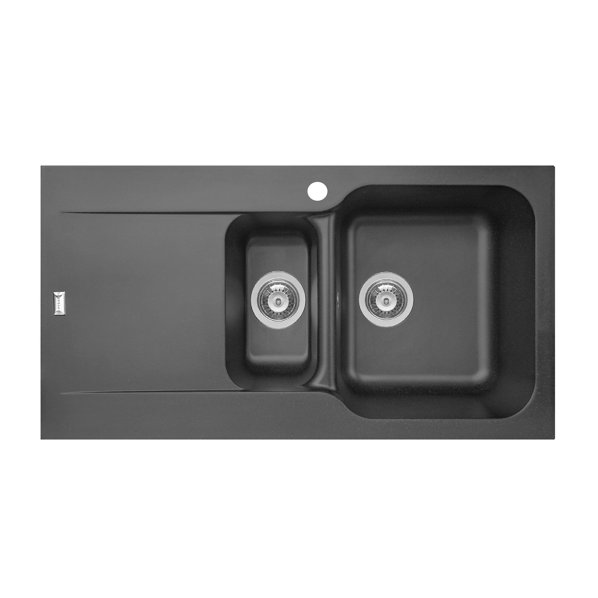 Chiuveta Pyramis Level ARTITHEK, 960x500mm, adancime 210mm, cuve dreapta, montare pe blat, soft compozit negru