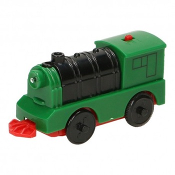 Locomotiva verde cu baterii din plastic, Woodyland Locomotiva verde cu baterii din plastic, Woodyland