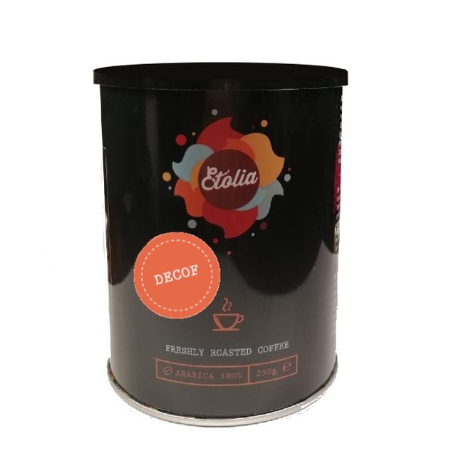 Cafea boabe proaspat prajita Etolia Decofeinizata cutie metalica 250gr