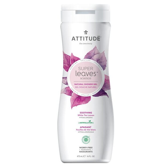 Gel de dus ecologic calmare, frunze de ceai alb, Attitude Super Leaves, 473 ml