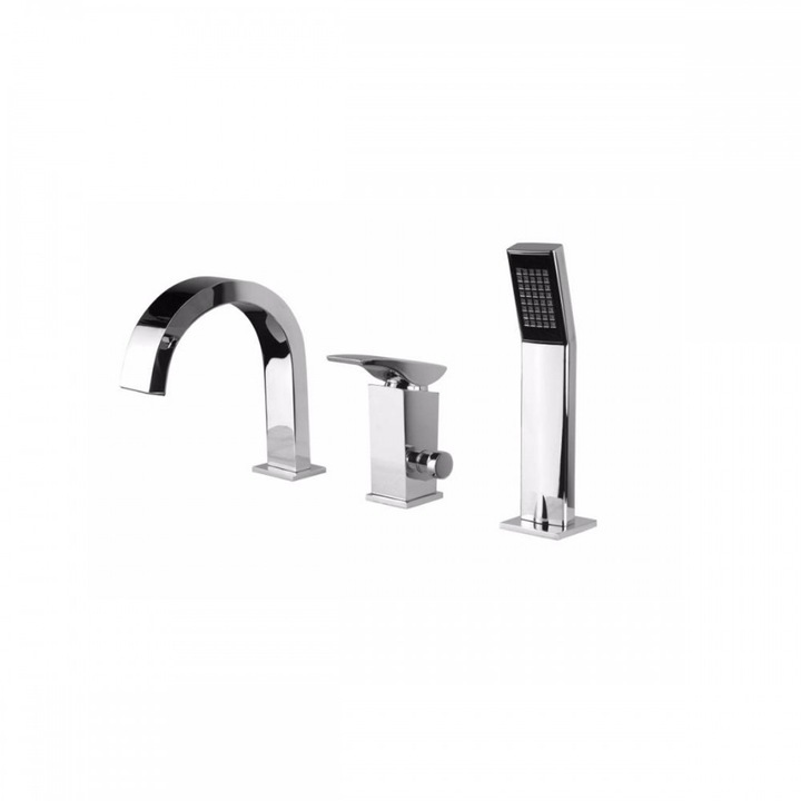 Minimal 3-lyukú zuhany csaptelep, egykaros, zuhanykészlettel, króm