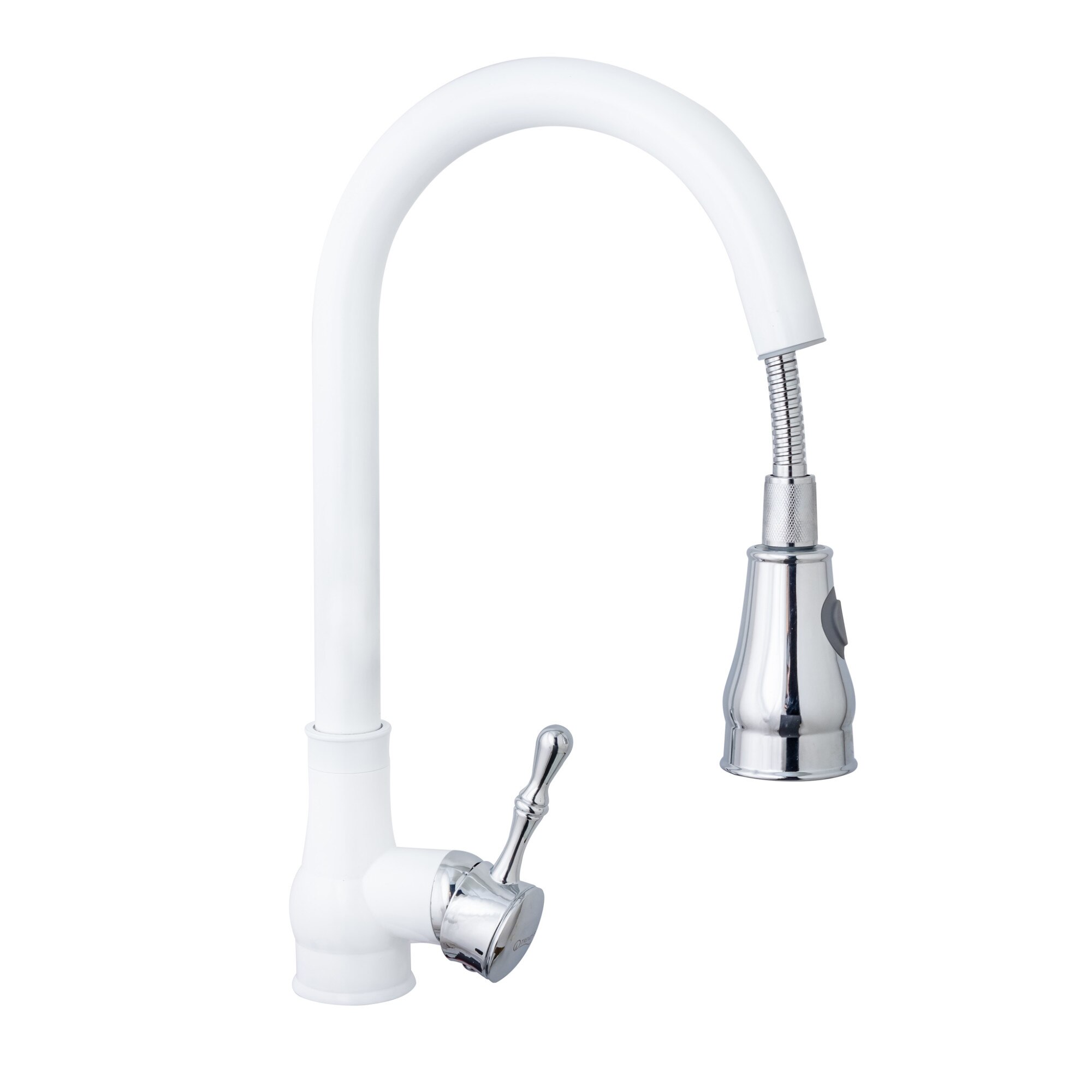 Baterie bucatarie , para dus extractabila , perlator doua functii alb mat TRENDY S