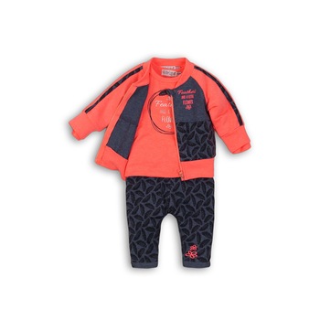 Set 3 piese bebelusi, bluza, pantaloni si cardigan, imprimeu Feathers, Dirkje, multicolor Set 3 piese bebelusi, bluza, pantaloni si cardigan, imprimeu Feathers, Dirkje, multicolor