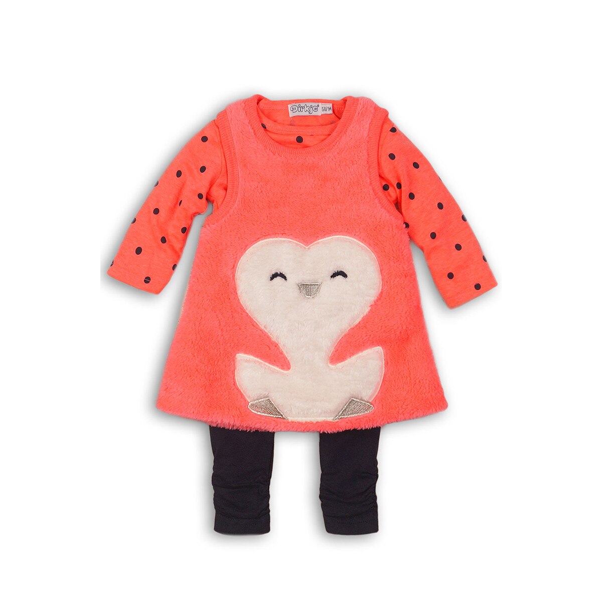 Set 3 piese bebelusi, rochita cu imprimeu, bluza si colanti, Dirkje, multicolor