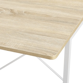 Birou cu rafturi Aalborg, en.casa, 117 x 102 x 50 cm, metal/PAL melaminat, alb/efect stejar, inaltime reglabila, cu 3 rafturi Birou cu rafturi Aalborg, en.casa, 117 x 102 x 50 cm, metal/PAL melaminat, alb/efect stejar, inaltime reglabila, cu 3 rafturi