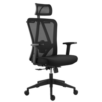 Scaun Ergoplus Stacy-H, negru, spatar mesh, tetiera, brate reglabile, mecanism syncron, suport lombar reglabil Scaun Ergoplus Stacy-H, negru, spatar mesh, tetiera, brate reglabile, mecanism syncron, suport lombar reglabil