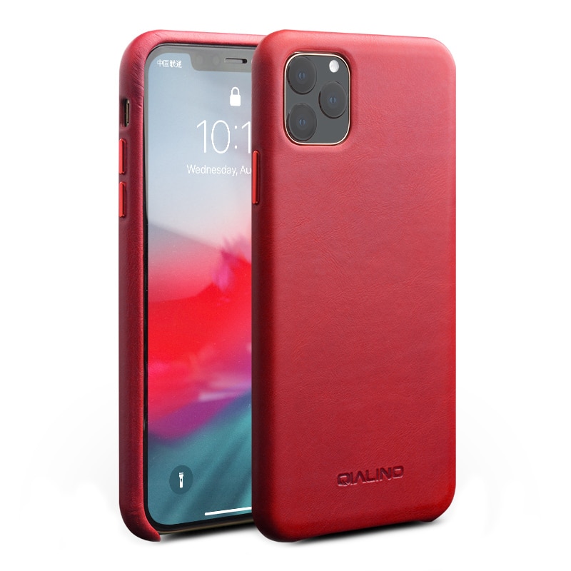 Husa iPhone 11 Pro, Qialino Classic, slim din piele de vitel, tip back cover, Rosu