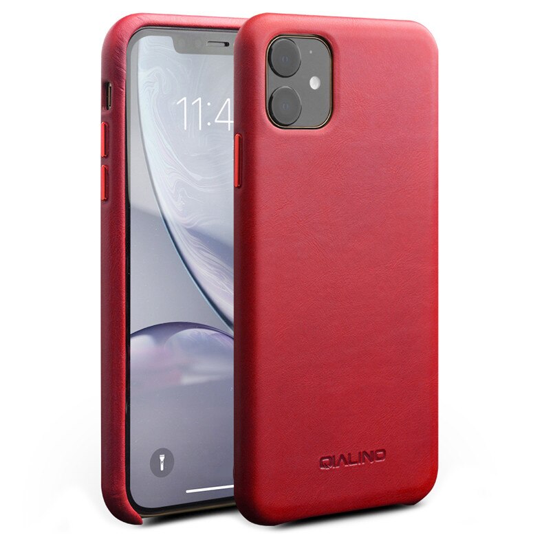 Husa iPhone 11, Qialino Classic, slim din piele de vitel, tip back cover, culoare Rosu
