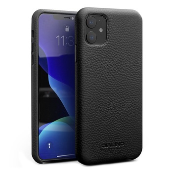 Husa iPhone 11, Qialino Litchi, slim din piele moale de bovina, tip back cover, culoare Negru Husa iPhone 11, Qialino Litchi, slim din piele moale de bovina, tip back cover, culoare Negru