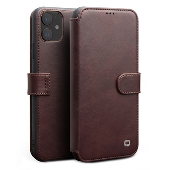 Husa iPhone 11, Qialino, piele naturala tip portofel, inchidere magnetica, protectie 360, culoare Maro coffee Husa iPhone 11, Qialino, piele naturala tip portofel, inchidere magnetica, protectie 360, culoare Maro coffee