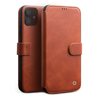 Husa iPhone 11, Qialino, piele naturala tip portofel, inchidere magnetica, protectie 360, culoare Maro tabac Husa iPhone 11, Qialino, piele naturala tip portofel, inchidere magnetica, protectie 360, culoare Maro tabac