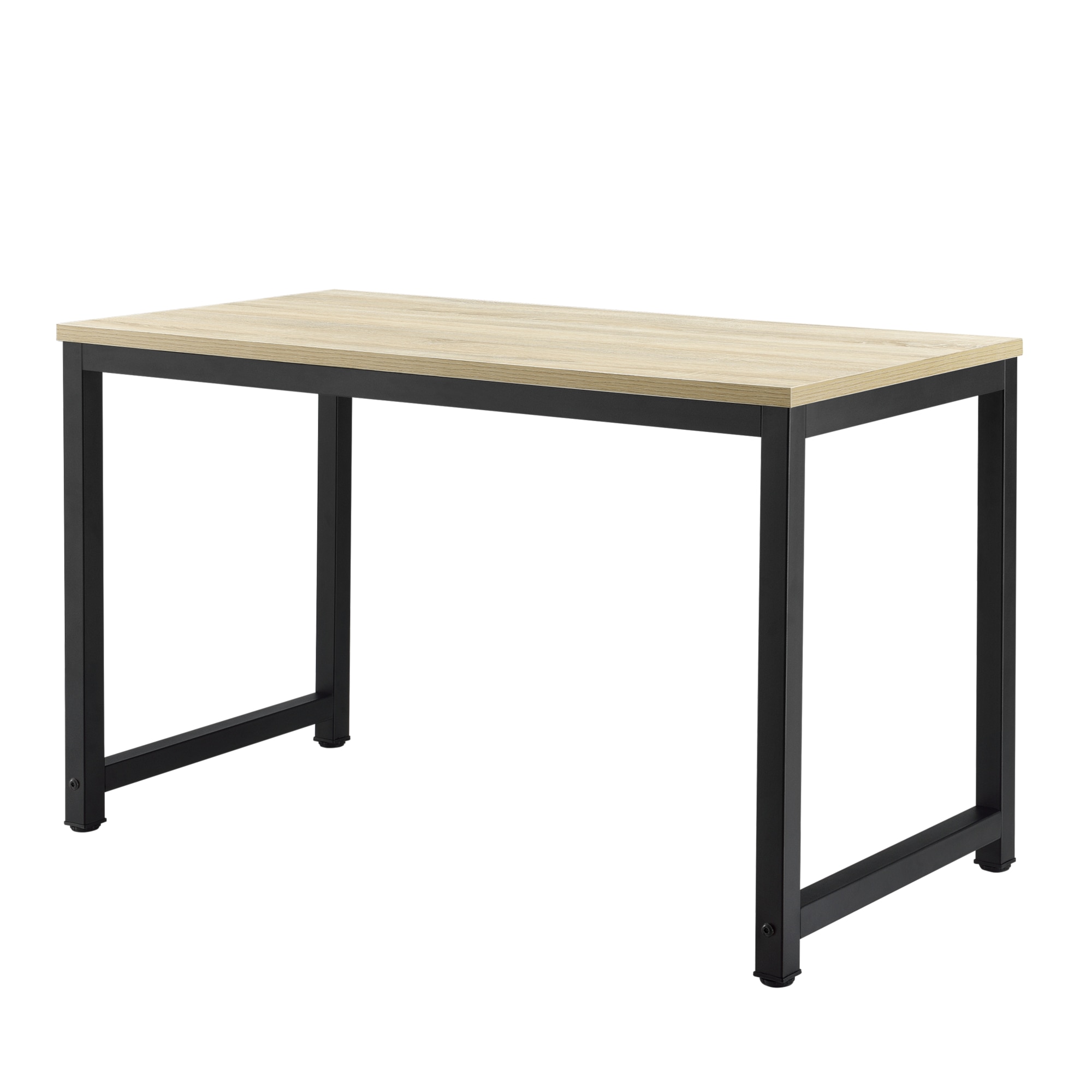 Birou Herning, en.casa, 75 x 120 x 60 cm, otel sinterizat/ PAL melaminat, negru/ culoarea stejarului