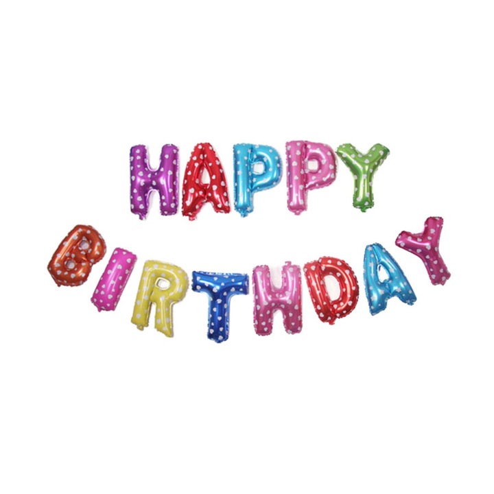 Soho születésnapi lufi készlet, 13 db, Happy Birthday formátumban, Többszínű