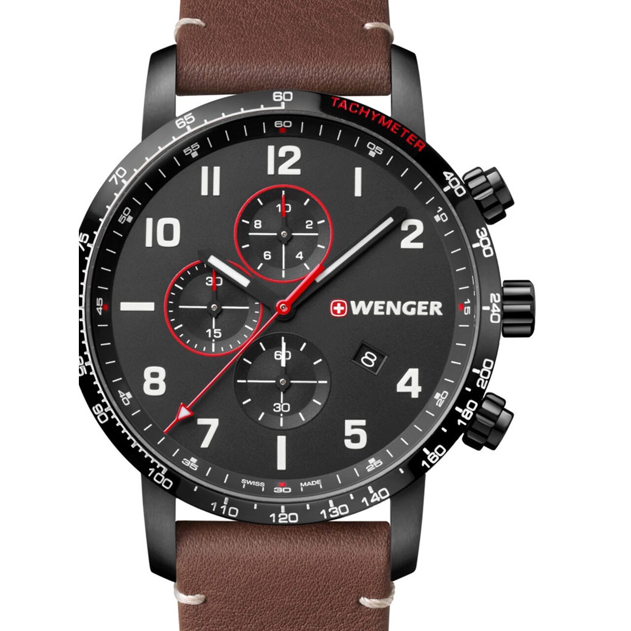 Ceas barbatesc Wenger 01.1543.107 Attitude Chono Special Edition 44mm, 10ATM, Negru