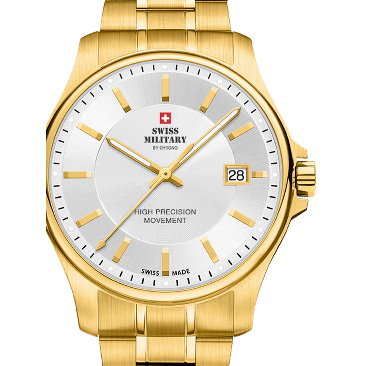 Ceas unisex Swiss Military SM30200.09, 39mm, 5ATM, Auriu