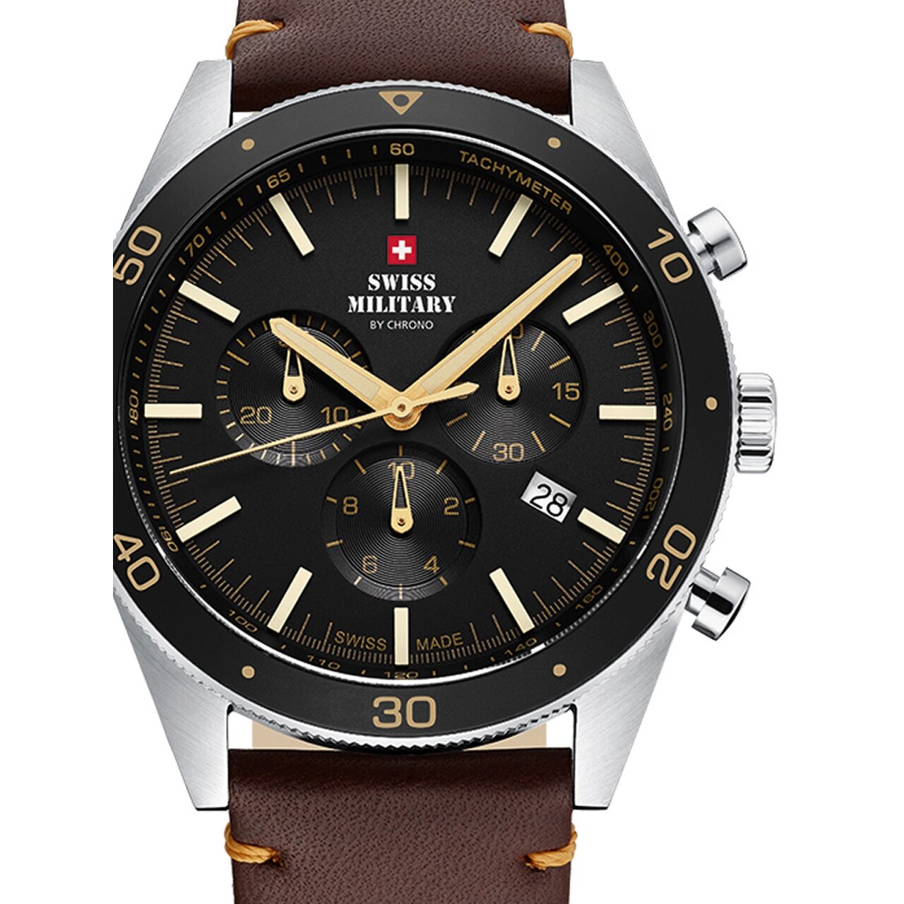 Ceas barbatesc Swiss Military SM34079.06 Cronograf 43mm, 10ATM, Argintiu