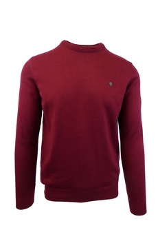 Pulover, Univers Fashion, tricotat fin cu terminatii striate, cu decolteu la baza gatului, Rosu Bordeaux Pulover, Univers Fashion, tricotat fin cu terminatii striate, cu decolteu la baza gatului, Rosu Bordeaux