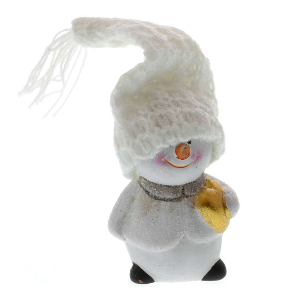 Figurina ceramica om de zapada alb 7 cm
