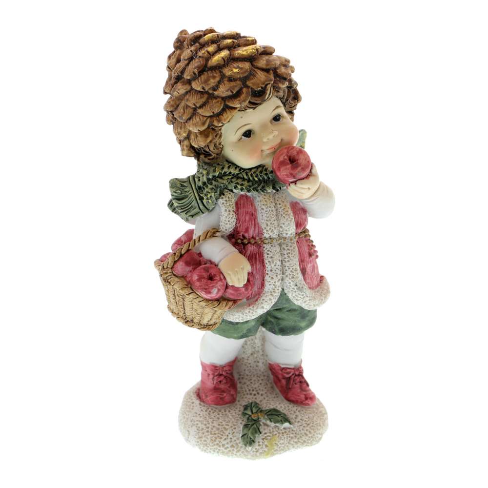 Figurina decor craciun baietel zana cu mere 12 cm