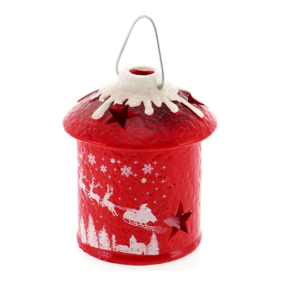 Candela Craciun ceramica alb-rosu 9,5 cm
