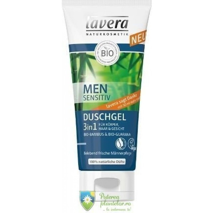Gel de dus 3 in 1 barbati pentru corp, par si fata, 200ml, Lavera