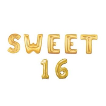 Baloane folie text SWEET 16, 41 cm, Auriu Baloane folie text SWEET 16, 41 cm, Auriu