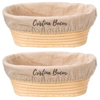 Set 2 Cosuri de Paine, Pentru Dospire si Depozitare, Cristina-Bucur, din Rattan, Oval, Culoare Alb/Bej, Dimensiuni 28 x 14 x 8 cm