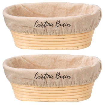Set 2 Cosuri Pentru Dospirea si Depozitarea Aluatului, Paine si Produse de Patiserie, Cristina-Bucur, din Rattan, Oval, Culoare Alb/Bej, Husa Inclusa, Dimensiuni 28 x 14 x 8 cm Set 2 Cosuri Pentru Dospirea si Depozitarea Aluatului, Paine si Produse de Patiserie, Cristina-Bucur, din Rattan, Oval, Culoare Alb/Bej, Husa Inclusa, Dimensiuni 28 x 14 x 8 cm