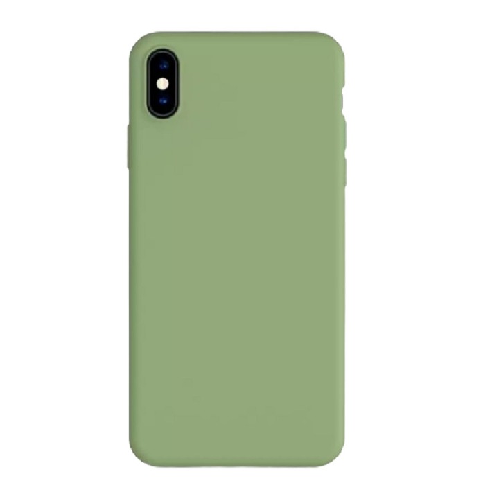 Husa silicon antisoc cu microfibra in interior compatibila cu Iphone XS Max Verde