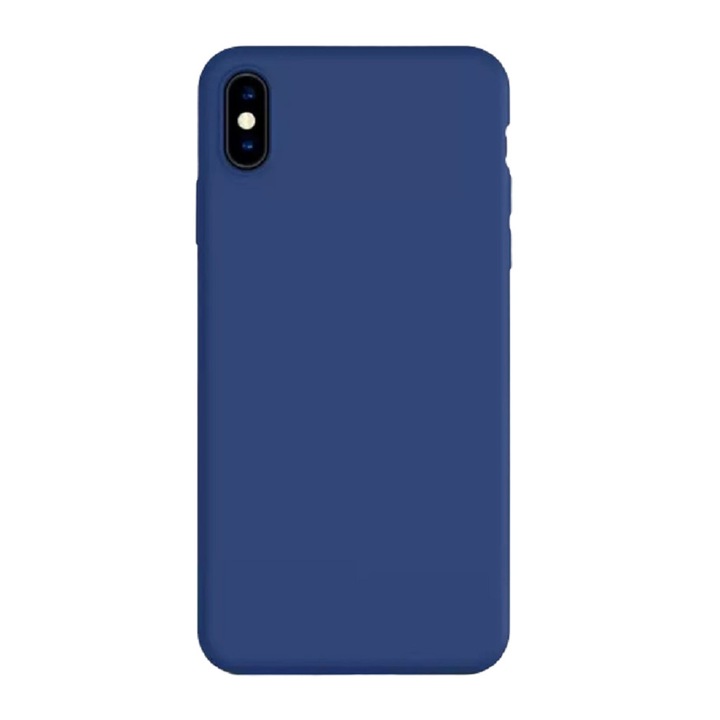 Husa silicon antisoc cu microfibra in interior compatibila cu Iphone XS Max Albastru