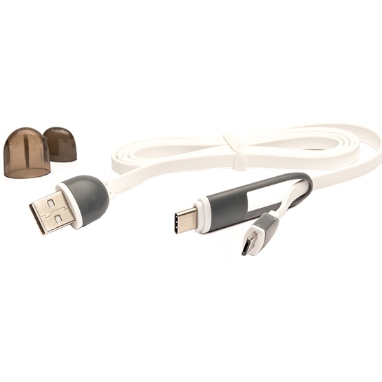 Cablu E-BODA CML QC 301, USB, MicroUSB si Adaptor Type-C, Alb