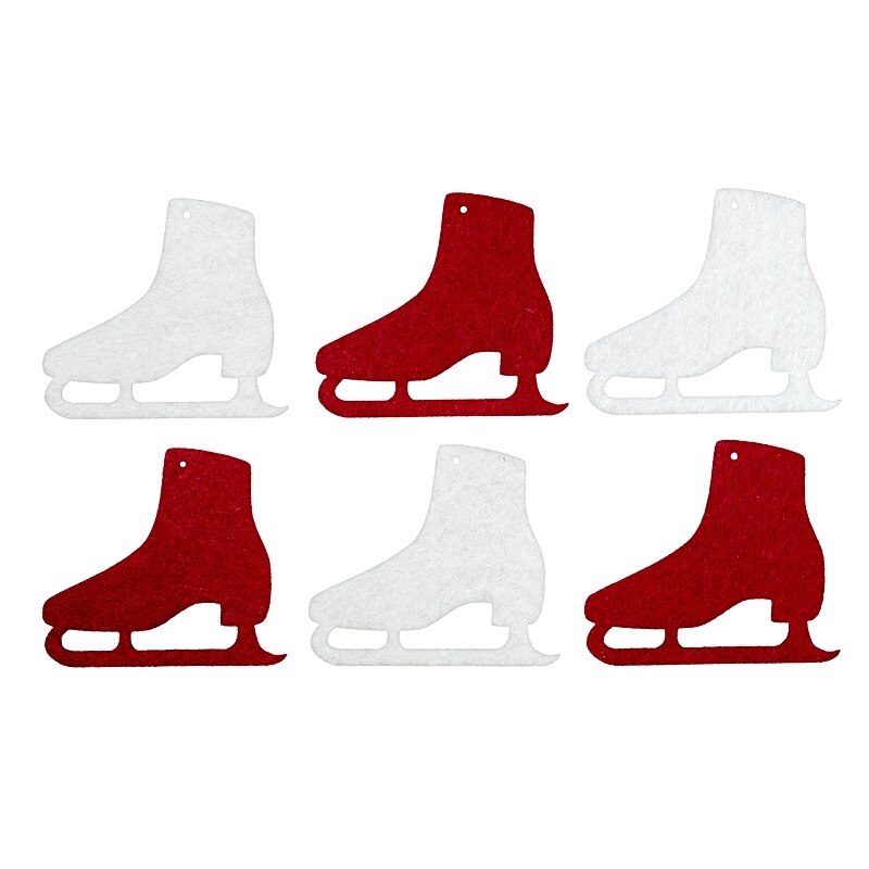 Set 6 figurine din fetru - patine alb si bordo, 6 cm
