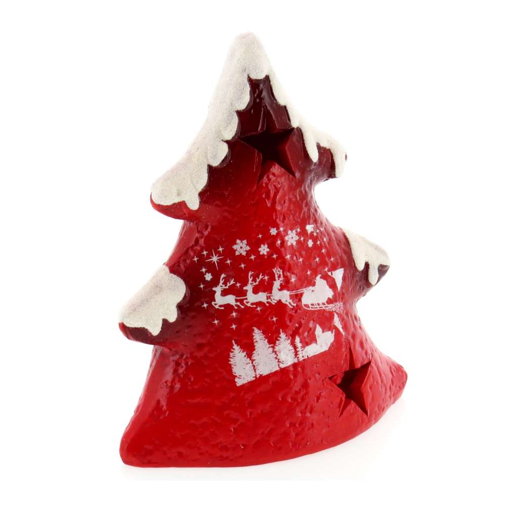 Decoratiune Craciun candela alb-rosu brad 12,5 cm