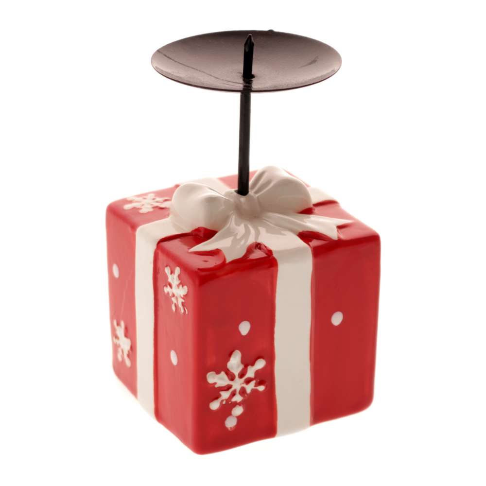 Decoratiune Craciun suport lumanare ceramica 13 cm