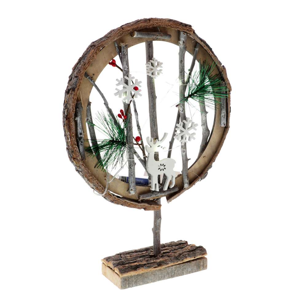 Decoratiune craciun din crengi cu leduri 38 cm