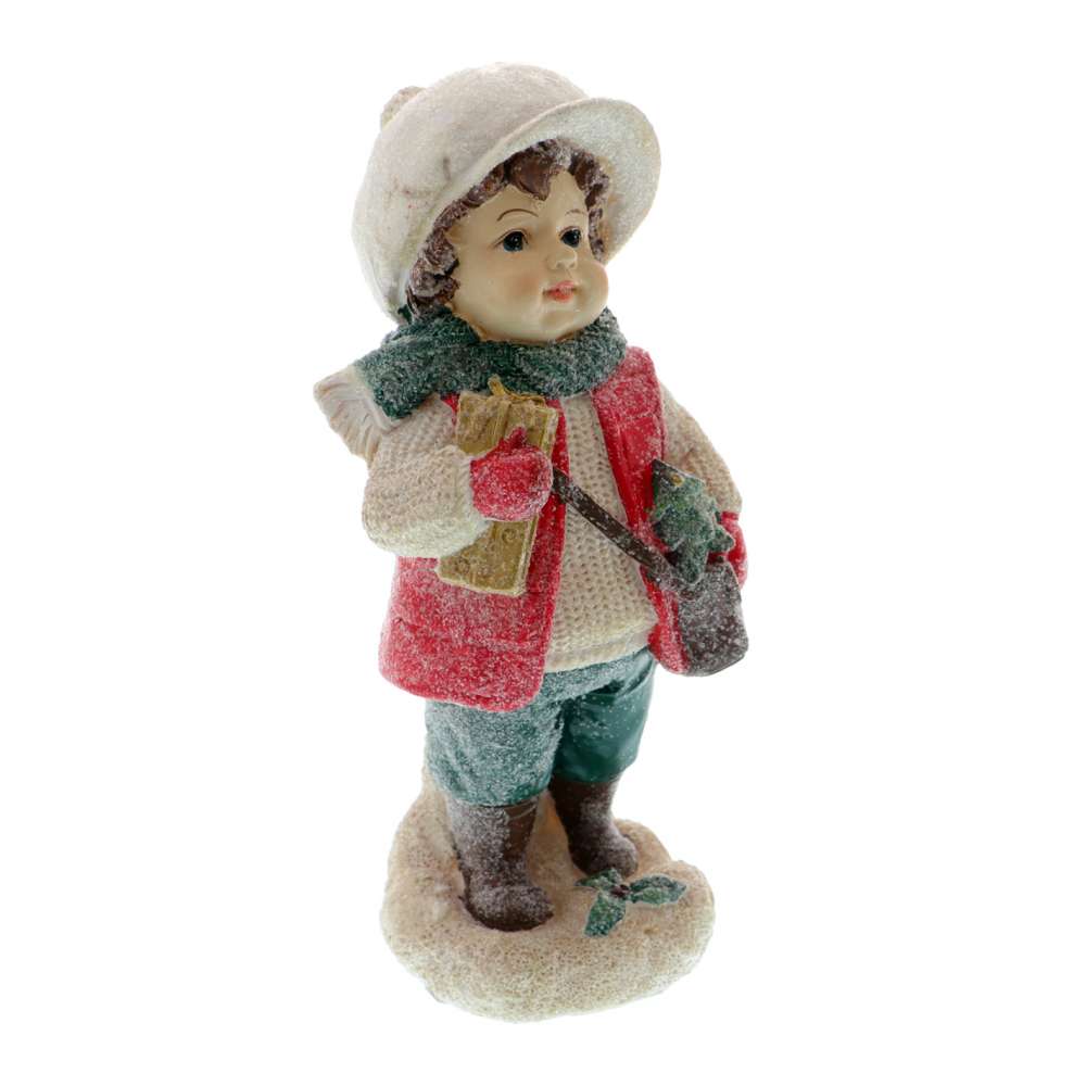 Figurina Craciun baietel cu cadou 20 cm