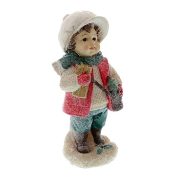 Figurina Craciun baietel cu cadou 20 cm Figurina Craciun baietel cu cadou 20 cm