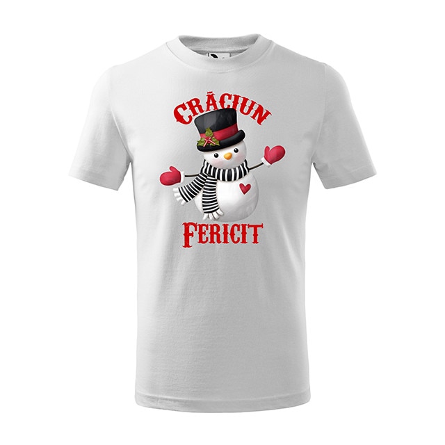 Tricou cu maneca scurta, K-off, alb, Craciun Fericit